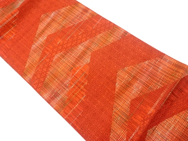 JAPANESE KIMONO / VINTAGE NAGOYA OBI / CHIKUZEN HAKATA / WOVEN STRIPE & RHOMBUS